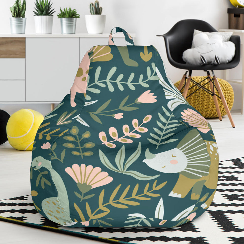 Dinosaurs Tropical Leaves Flower Pattern Bean Bag Cover