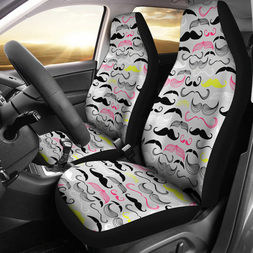 Mustache Beard Pattern Print Design 02 Universal Fit Car Seat Covers
