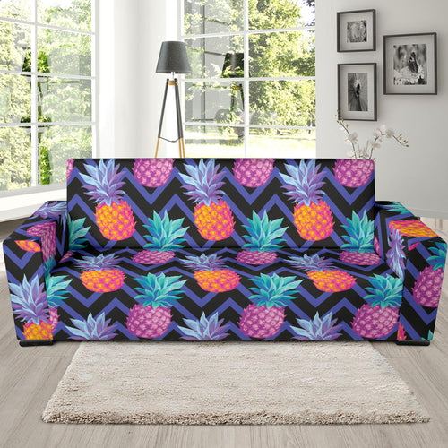 Pineapples Pattern Zigzag Background Sofa Slipcover