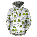 Sketch Funny Frog Pattern Men Women Pullover Hoodie