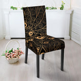 Gold Peacock Feather Pattern Dining Chair Slipcover