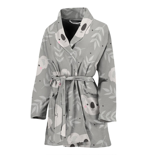 Cute Koala Leaves Pattern Women'S Bathrobe