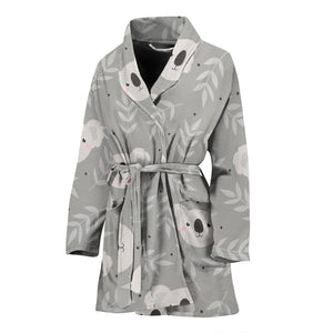 Cute Koala Leaves Pattern Women'S Bathrobe