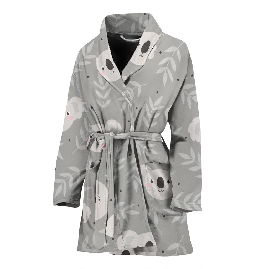 Cute Koala Leaves Pattern Women'S Bathrobe