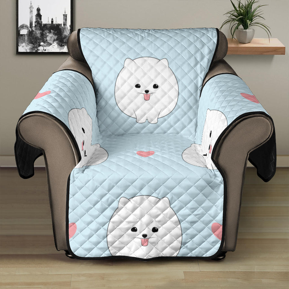 White cute pomeranian pattern Recliner Cover Protector