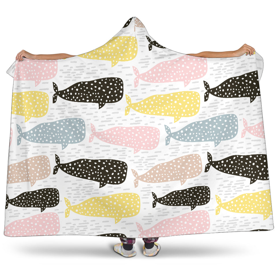 Whale Dot Pattern Hooded Blanket