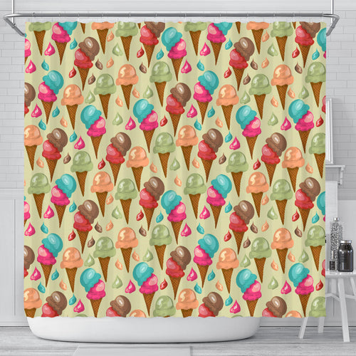 Colorful Ice Cream Pattern Shower Curtain Fulfilled In US