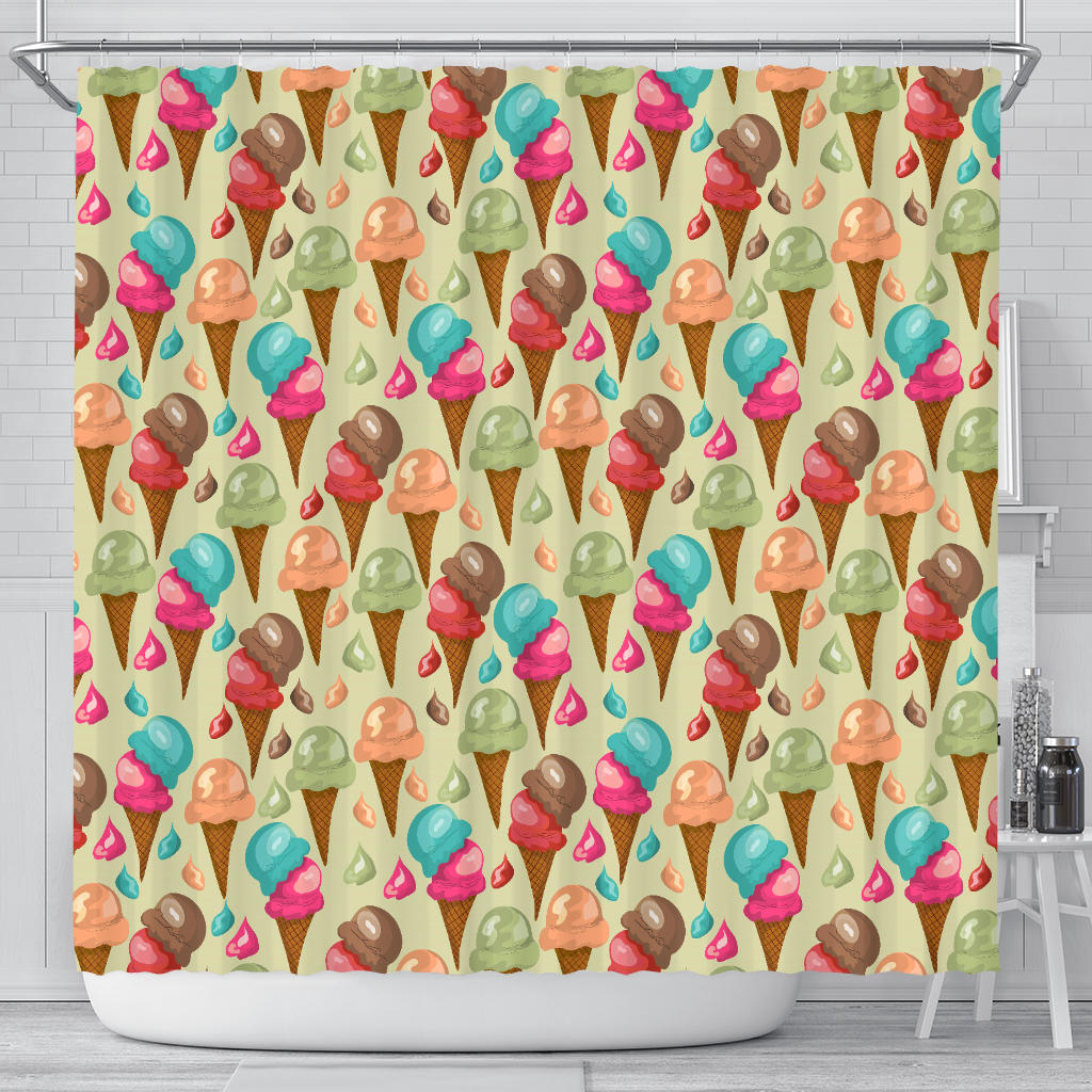 Colorful Ice Cream Pattern Shower Curtain Fulfilled In US