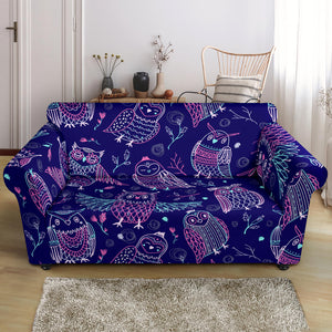 Cute Owls Pattern Boho Style Ornament Loveseat Couch Slipcover