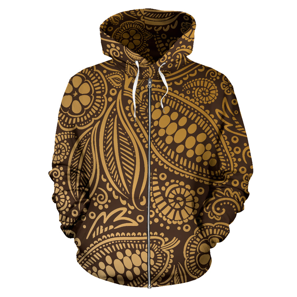 Cocoa Beans Tribal Polynesian Pattern Background Zip Up Hoodie