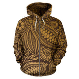 Cocoa Beans Tribal Polynesian Pattern Background Zip Up Hoodie