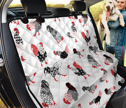 Cool Rooster Chicken Cock Floral Ornament Background Dog Car Seat Covers