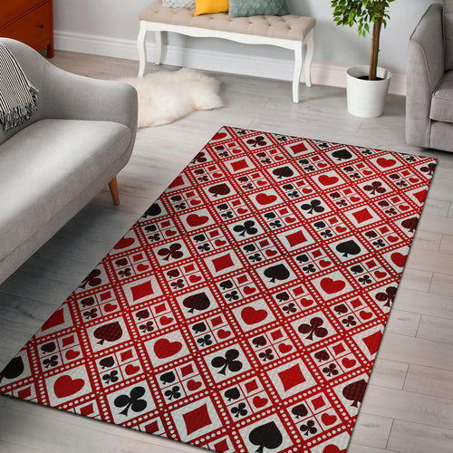 Casino Cards Suits Pattern Print Design 03 Area Rug