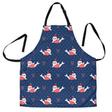 Cute Sea Lion Seal Christmas Hat Candy Cane Heart Pattern Adjustable Apron