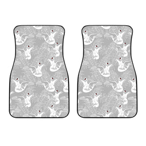 White Swan Gray Background Front Car Mats