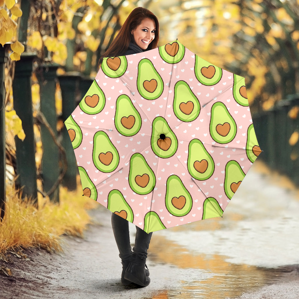 Avocado Heart Pink Background Umbrella