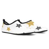 Hand Drawn Gold Black Star Pattern Aqua Shoes