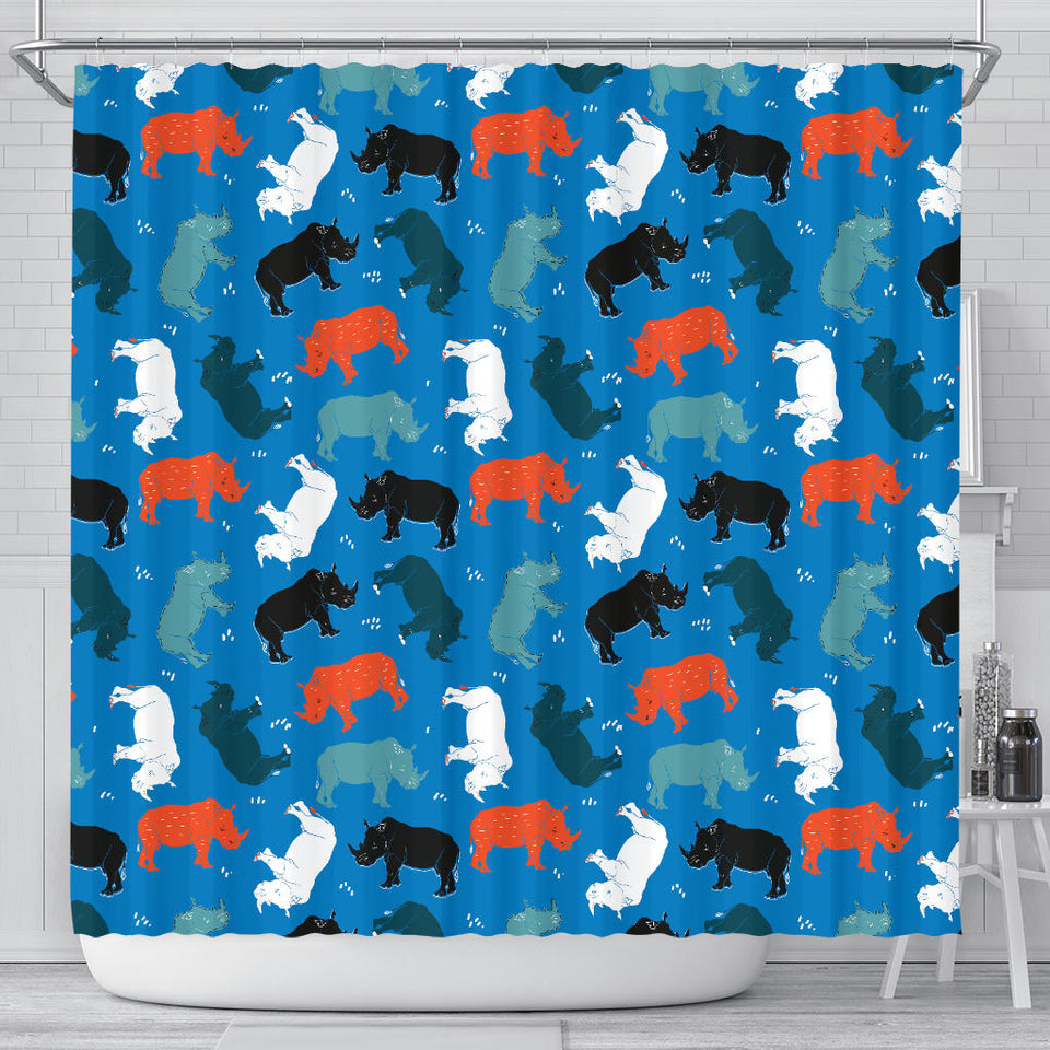 Colorful Rhino Pattern Shower Curtain Fulfilled In US