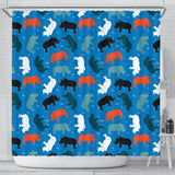 Colorful Rhino Pattern Shower Curtain Fulfilled In US