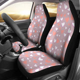 Coral White Heart Pattern Universal Fit Car Seat Covers