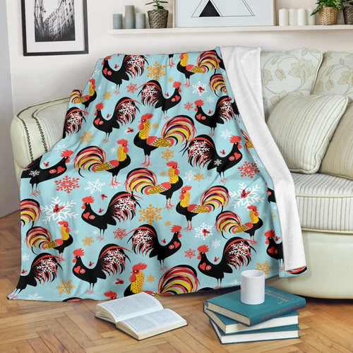 Rooster Chicken Cock Snowfalke Premium Blanket