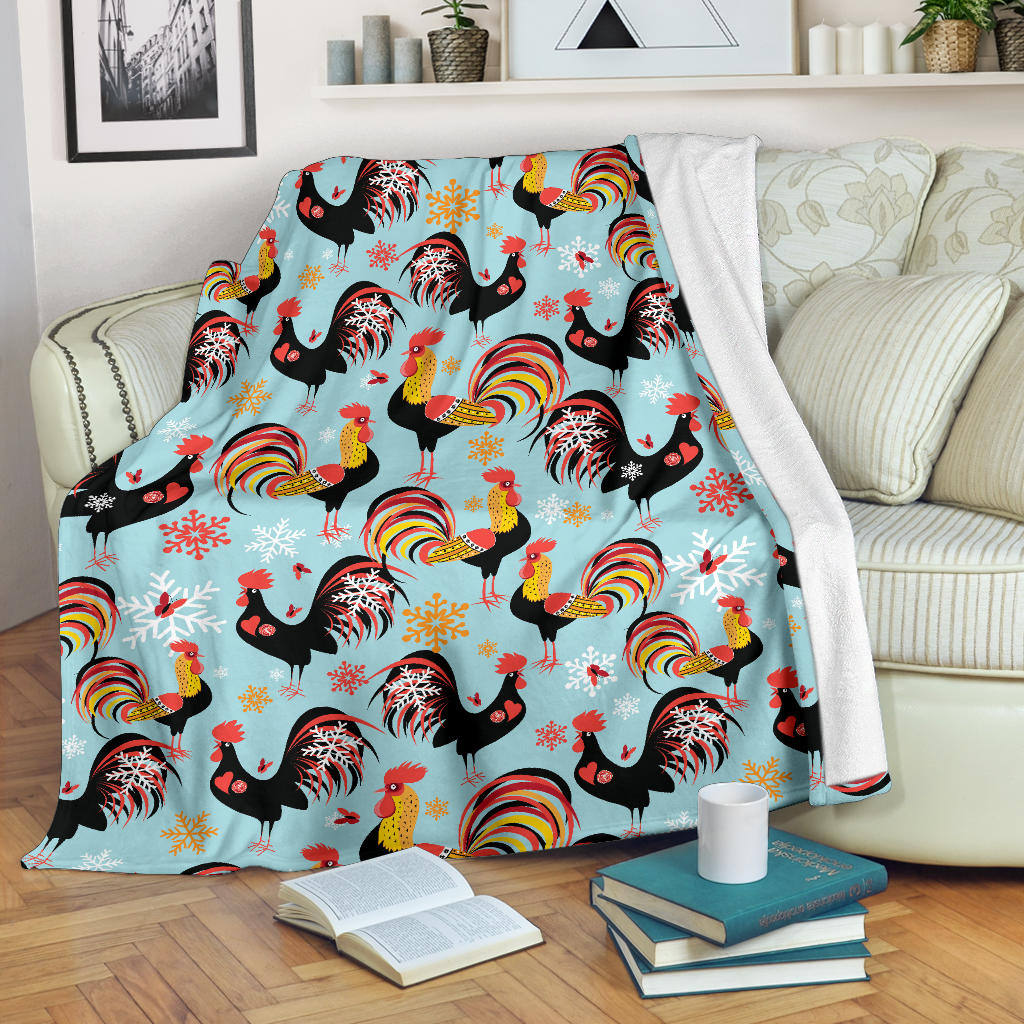 Rooster Chicken Cock Snowfalke Premium Blanket