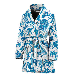 Coral Reef Pattern Print Design 01 Women's Bathrobe