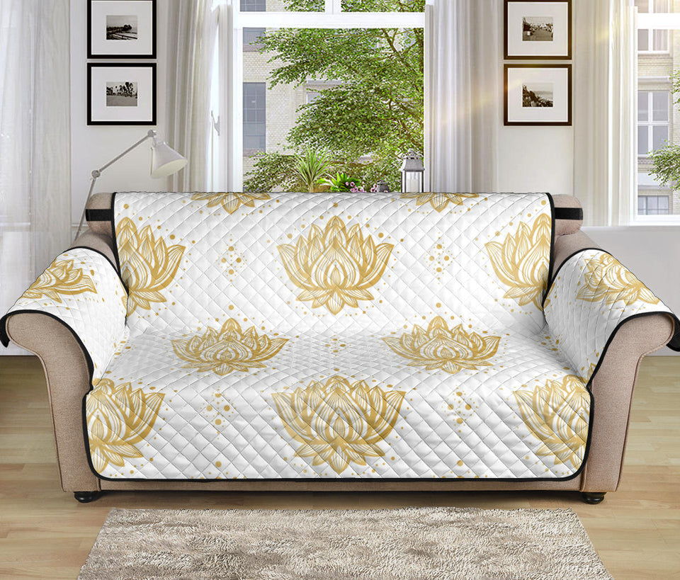 Gold Ornamental lotue waterlily symbol pattern Sofa Cover Protector