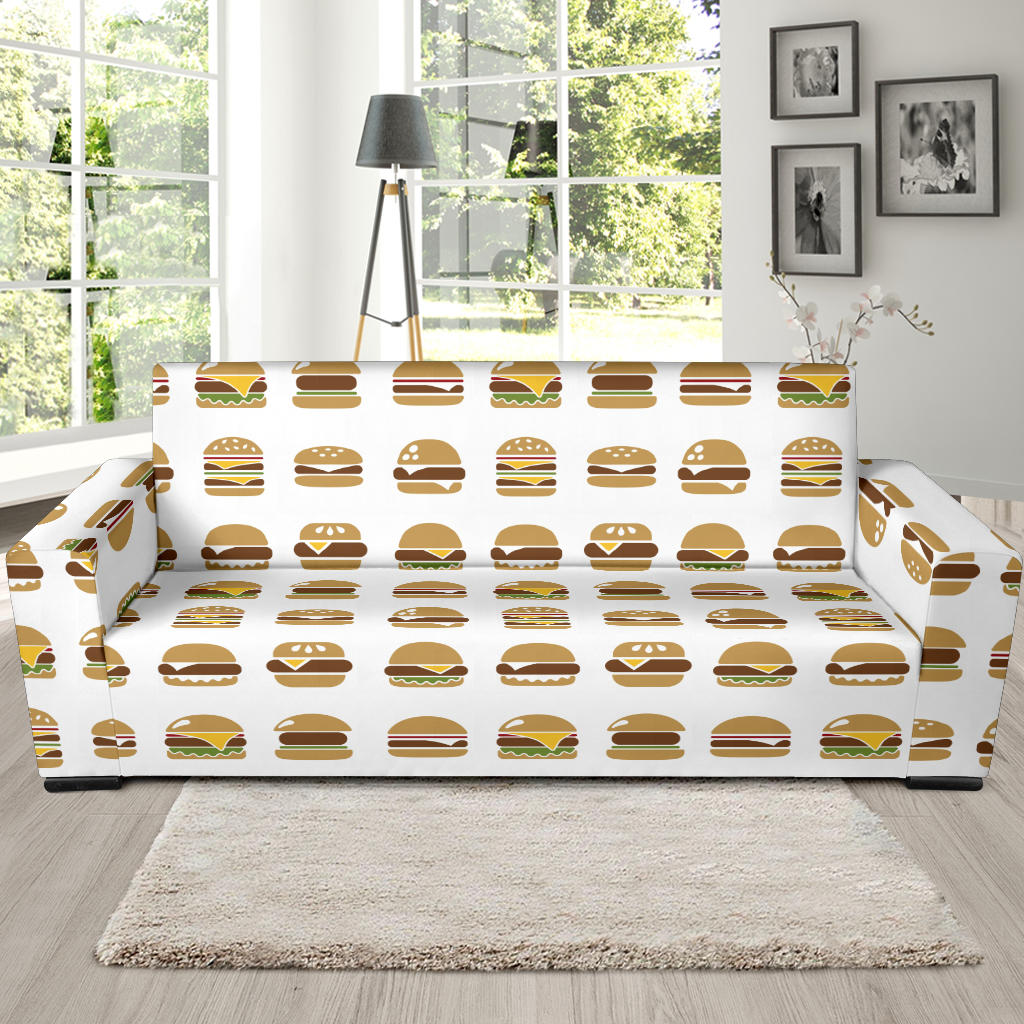 Hamburger Pattern Print Design 02 Sofa Slipcover