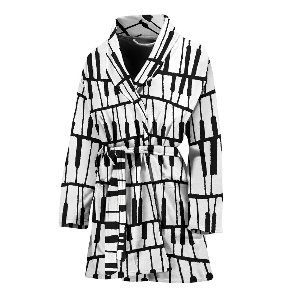 Piano Pattern Print Design 03 Women's Bathrobe