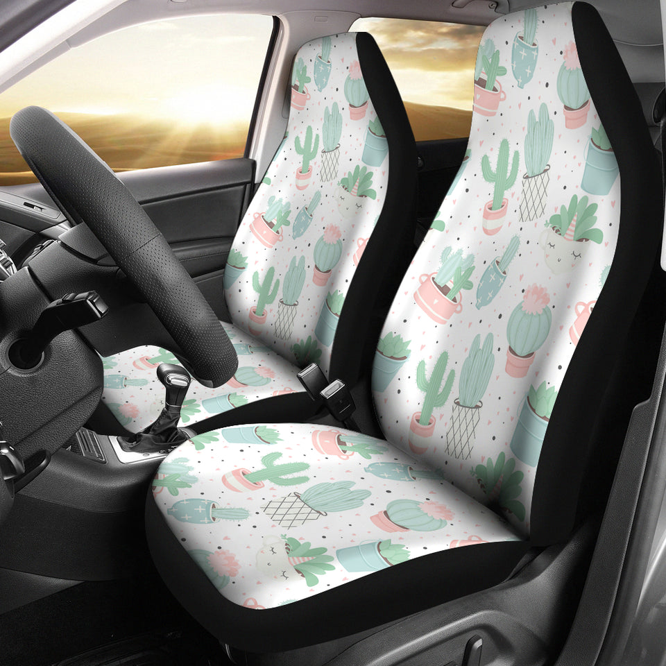 Pastel Color Cactus Pattern  Universal Fit Car Seat Covers