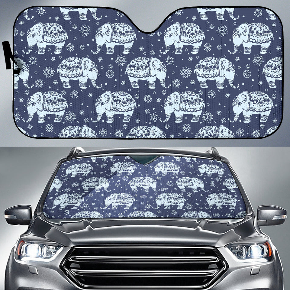 Elephant Tribal Design Pattern Car Sun Shade