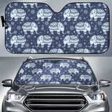 Elephant Tribal Design Pattern Car Sun Shade