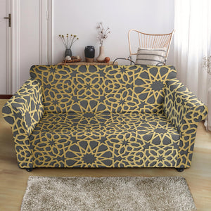 Arabic Star Gold Pattern Loveseat Couch Slipcover