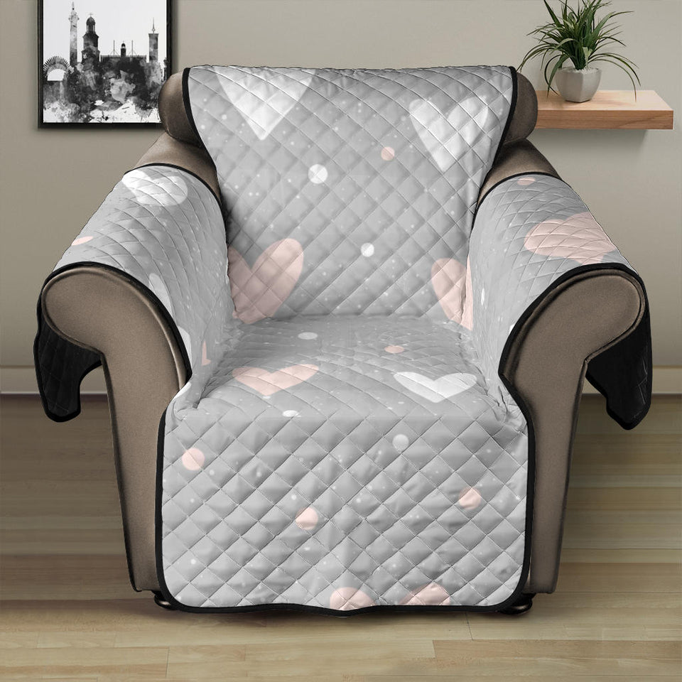 Heart pattern gray background Recliner Cover Protector