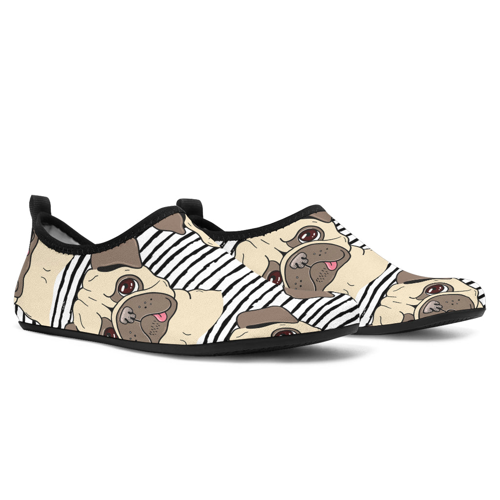 Happy Pug Pattern Aqua Shoes