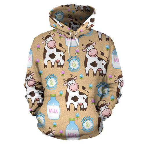 Cow Bottle Of Milk Pattern Men Women Pullover Hoodie