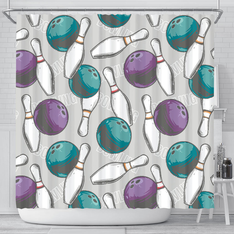 Bowling Ball And Pin Gray Background Shower Curtain Fulfilled In US