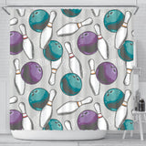 Bowling Ball And Pin Gray Background Shower Curtain Fulfilled In US