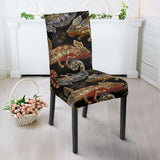 Chameleon Lizard Tropical Leaves Palm Tree Dining Chair Slipcover