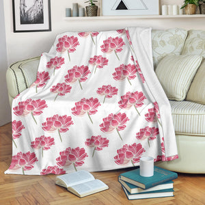Pink Lotus Waterlily Pattern Premium Blanket