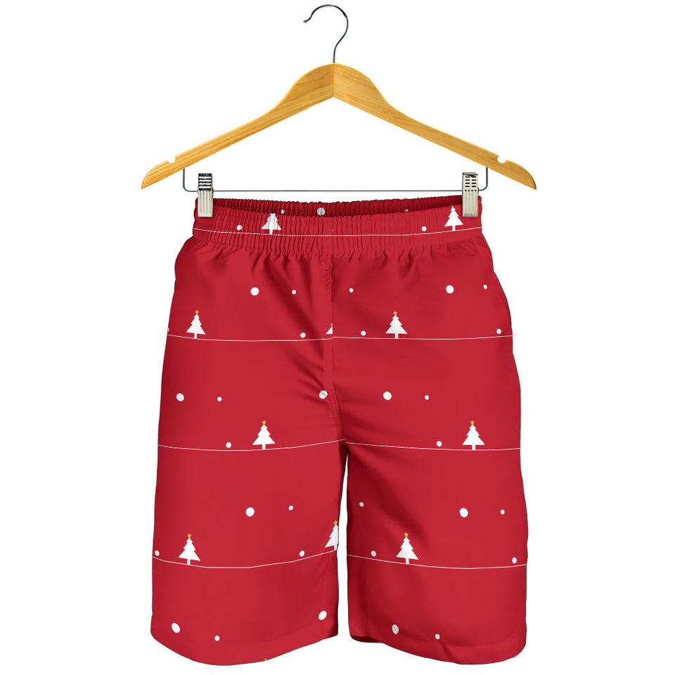 Christmas Tree Star Snow Red Background Men Shorts