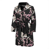 Japanese Crane Pink Sakura Pattern Men'S Bathrobe