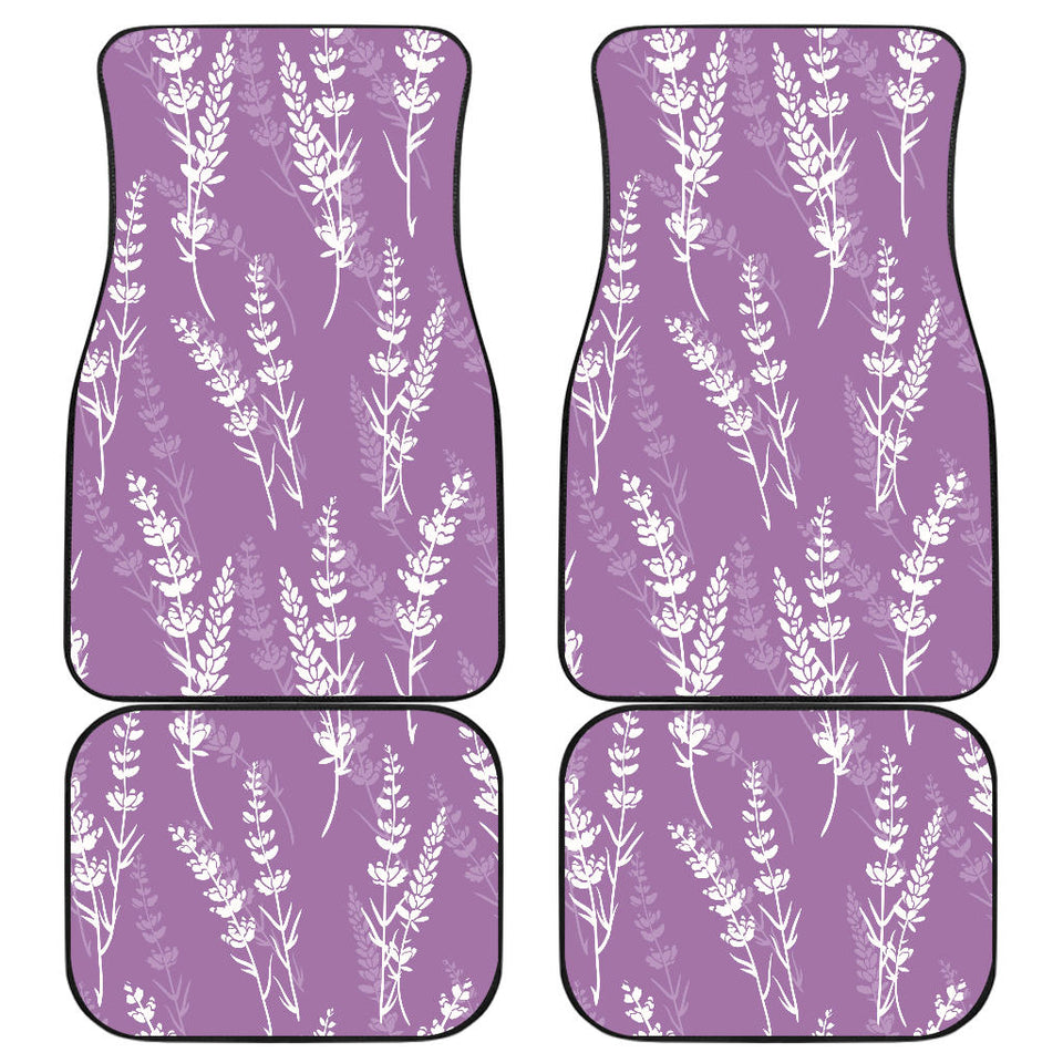 Lavender Flowers Purple Pattern Front And Back Car Mats