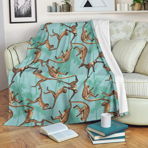 Monkey Palm Tree Background Premium Blanket