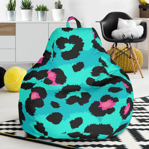 Green Leopard Skin Print Pattern Bean Bag Cover