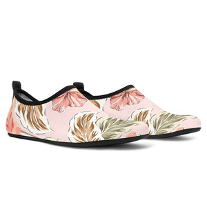 Pink Flamingo Birds Pineapples Hibiscus Flower Pattern Aqua Shoes