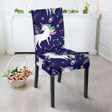 Hand Drawn Cute Unicorn Star Planet Dining Chair Slipcover