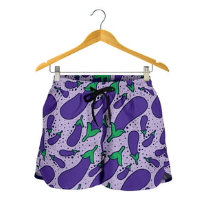 Eggplant Pattern Print Design 03 Women Shorts