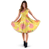 Grapefruit Yellow Background Sleeveless Midi Dress